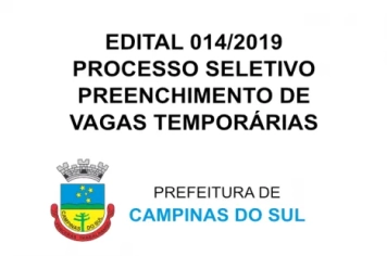 EDITAL 014/2019 - PROCESSO SELETIVO SIMPLIFICADO N° 007/2019 PARA O PREENCHIMENTO DE VAGAS TEMPORÁRIAS