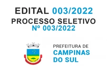 Edital nº 003/2022 - Inscrições do processo seletivo nº 003/2022