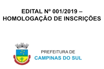 EDITAL Nº 001/2019 – HOMOLOGAÇÃO DE INSCRIÇÕES