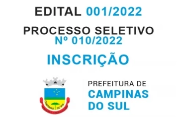Processo Seletivo Simplificado Nº 010/2022 - Edital 001/2022 - Inscrições