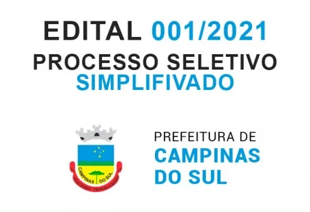 EDITAL DE PROCESSO SELETIVO SIMPLIFICADO PARA PREENCHIMENTO DE VAGA TEMPORÁRIA Nº 001/2021