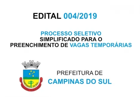 PROCESSO SELETIVO SIMPLIFICADO Nº 017/2019 PARA O PREENCHIMENTO DE VAGAS TEMPORÁRIAS