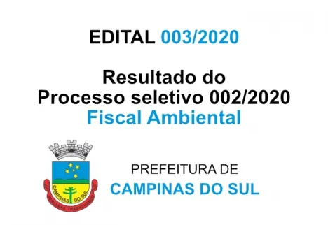 EDITAL 003/2020 DO PROCESSO SELETIVO SIMPLIFICADO 002/2020 - Fiscal Ambiental