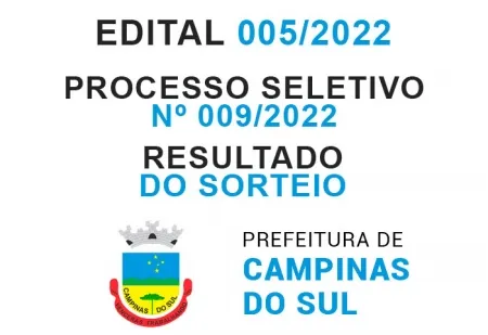 Processo Seletivo Simplificado Nº 009/2022 - Edital 005/2022 - Resultado do Sorteio